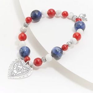 American West Patriotic Gemstone Bead Bracelet